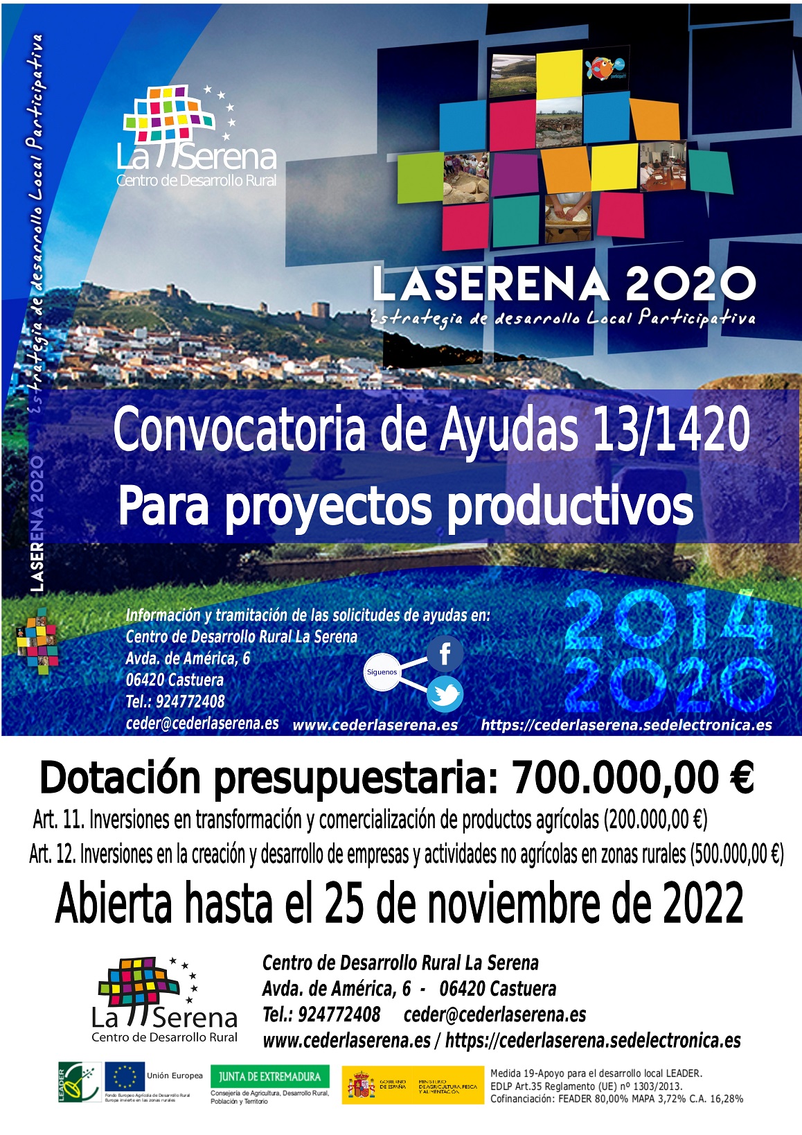 Convocatoria de Ayudas 13 1420 Proyectos productivos del CEDER